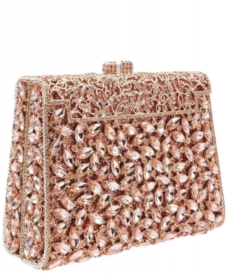 Evening Luxury Crystal Clutch Purse Rhinestone Handbag 1036 ROSEGOLD